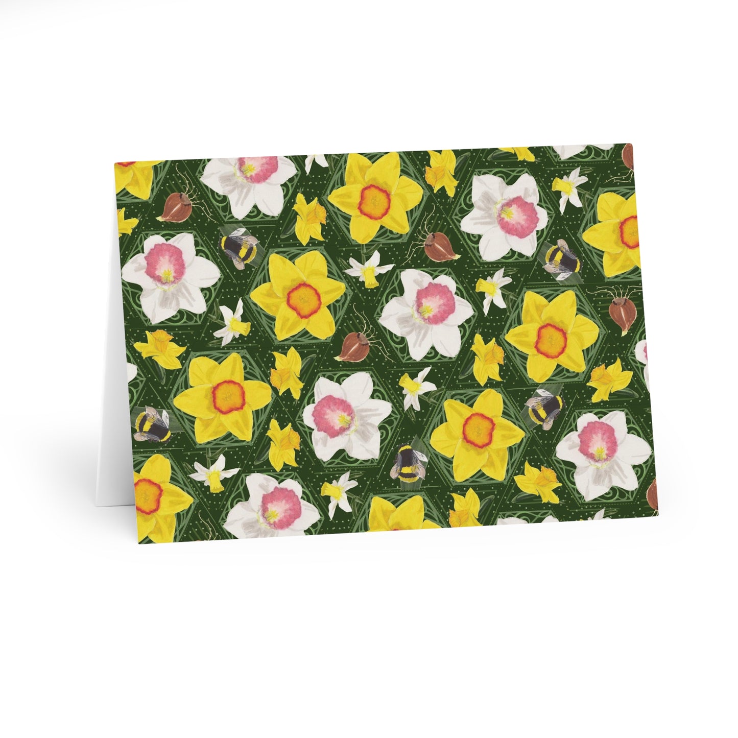 Art Deco Daffodil Hex Greeting Cards (5 Pack)