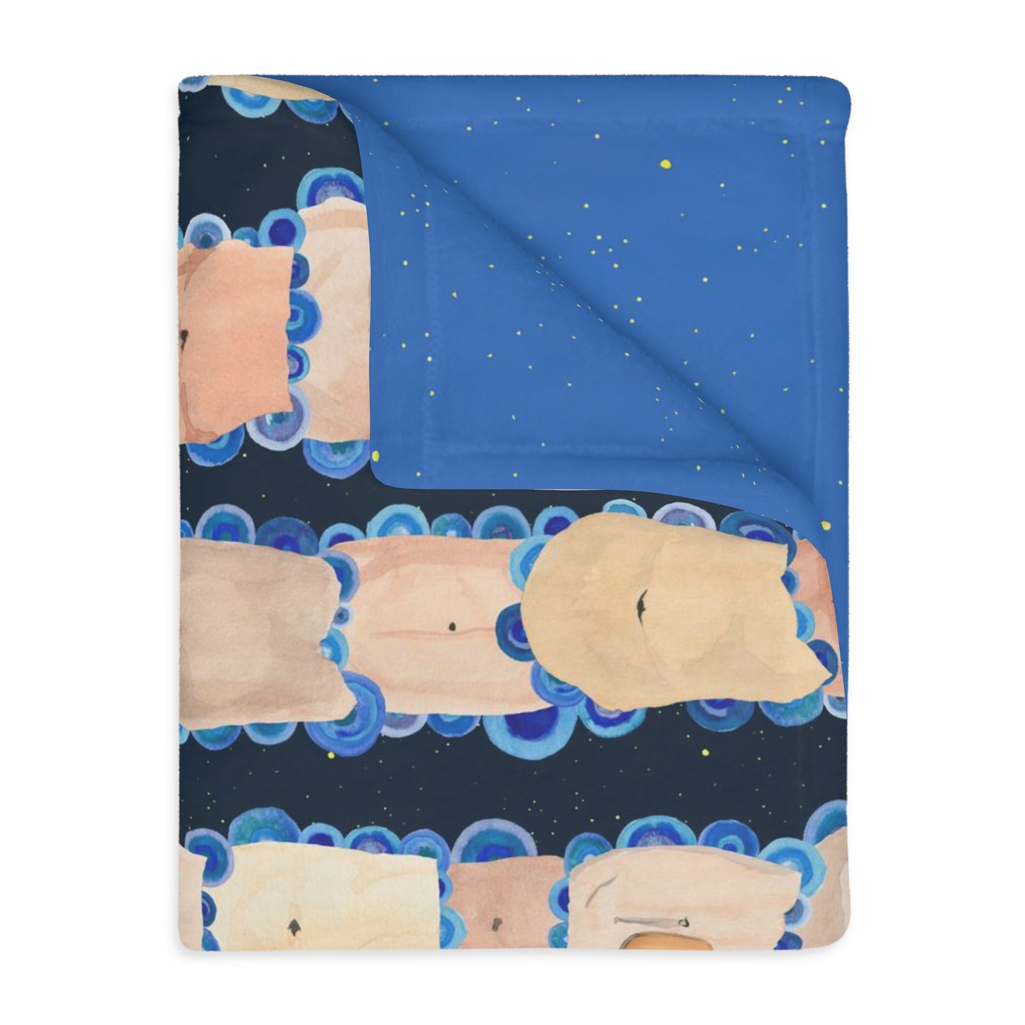 Belly Love throw blanket, Blue on Navy