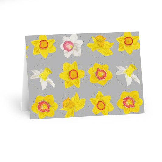 Daffodils on Grey Large Greeting Cards (5 Pack)