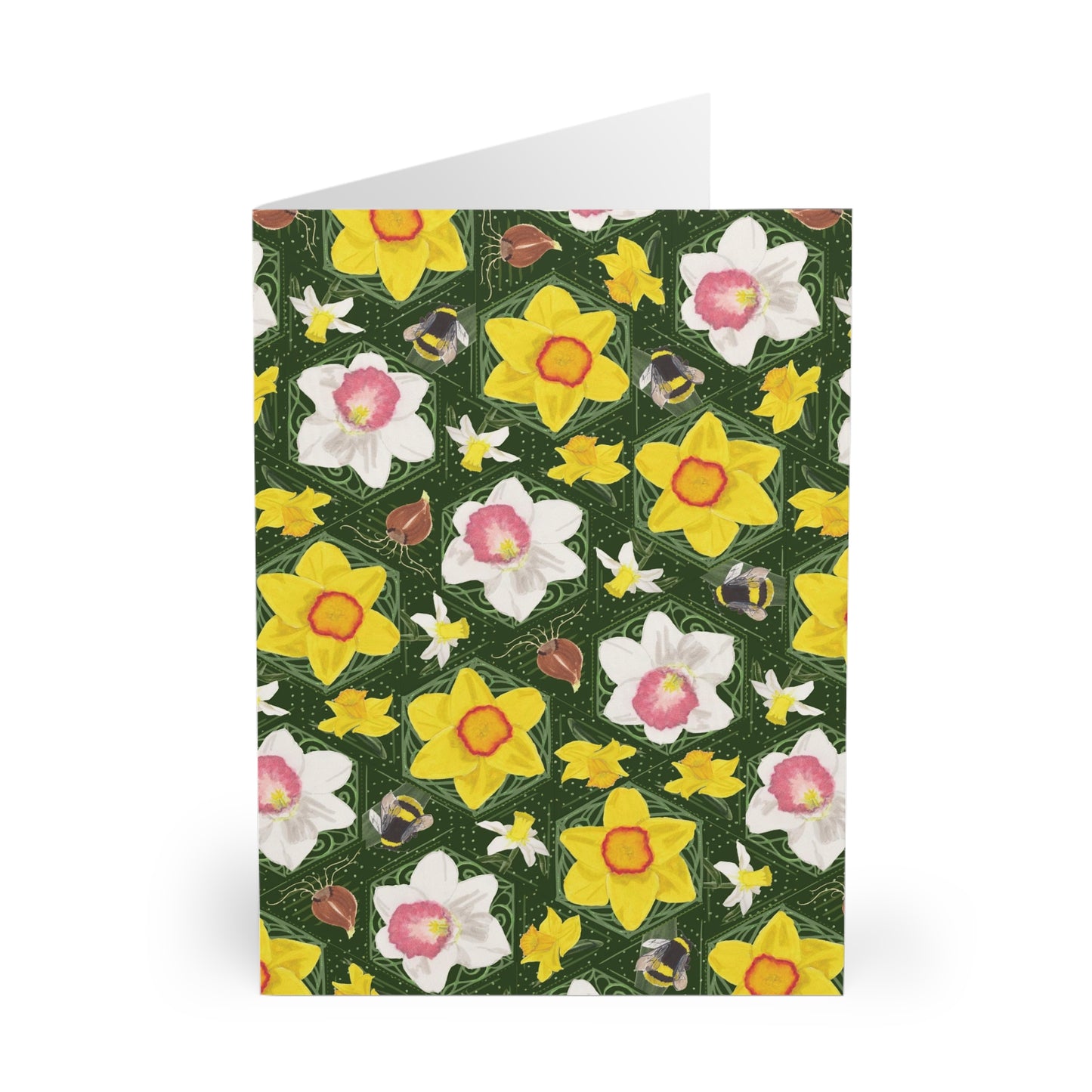 Art Deco Daffodil Hex Greeting Cards (5 Pack)