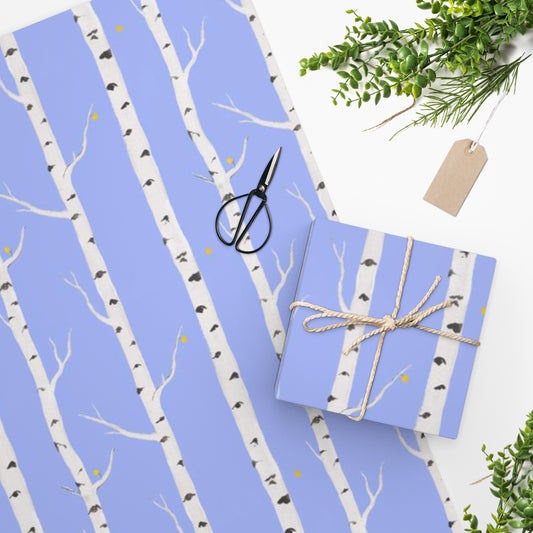 Crisp Air Wrapping Paper: Aspen Trunks Periwinkle