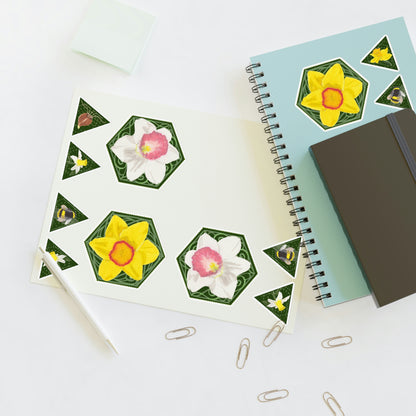 Art Nouveau Hexagon Tangle Daffodil Stickers