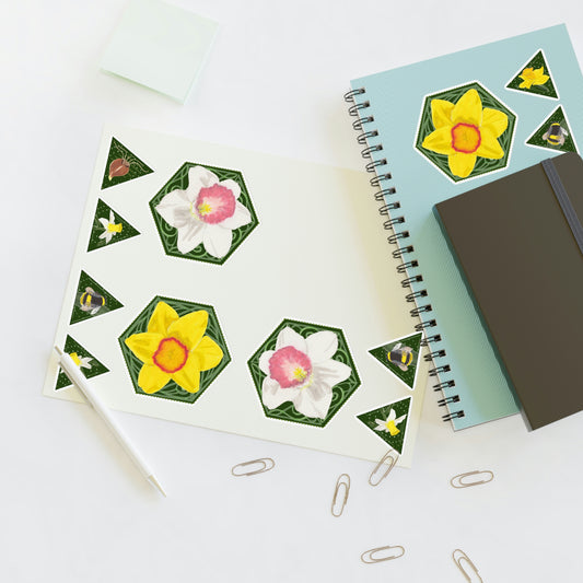 Art Nouveau Hexagon Tangle Daffodil Stickers