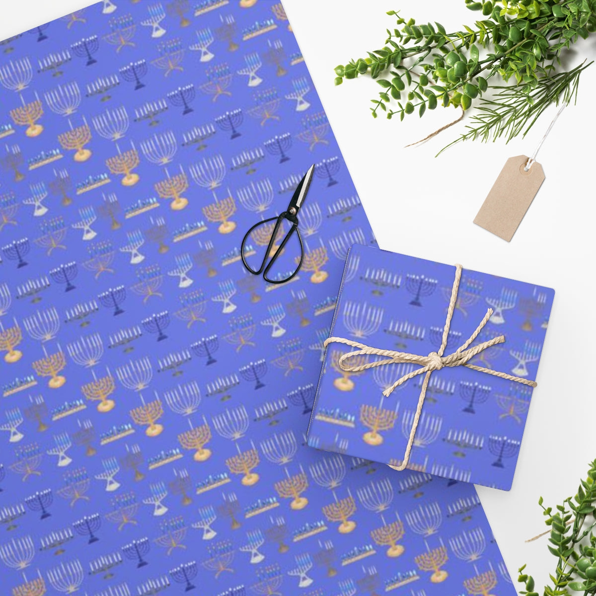 8 Menorahs Chanukah Wrapping Paper