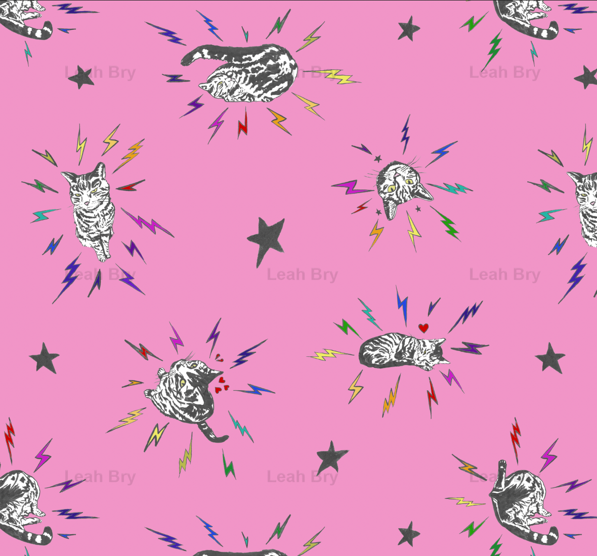 Punk Rocky Pussy Fabric Collection at Spoonflower