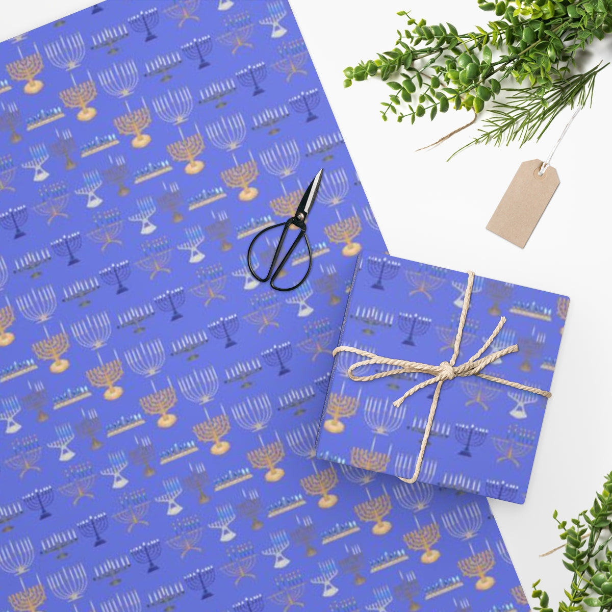 8 Menorahs Chanukah Wrapping Paper